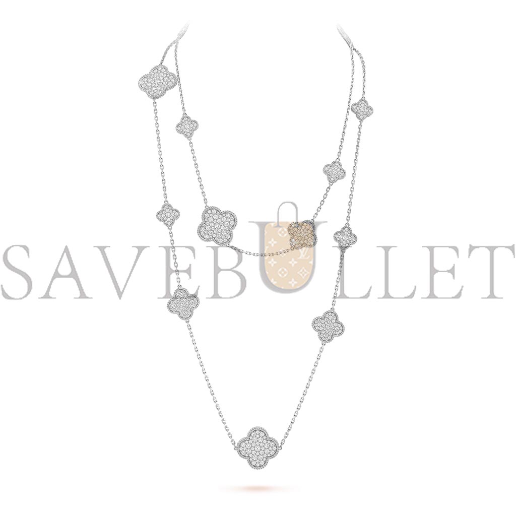 VAN CLEEF ARPELS MAGIC ALHAMBRA LONG NECKLACE, 16 MOTIFS - WHITE GOLD, DIAMOND  VCARN9MO00